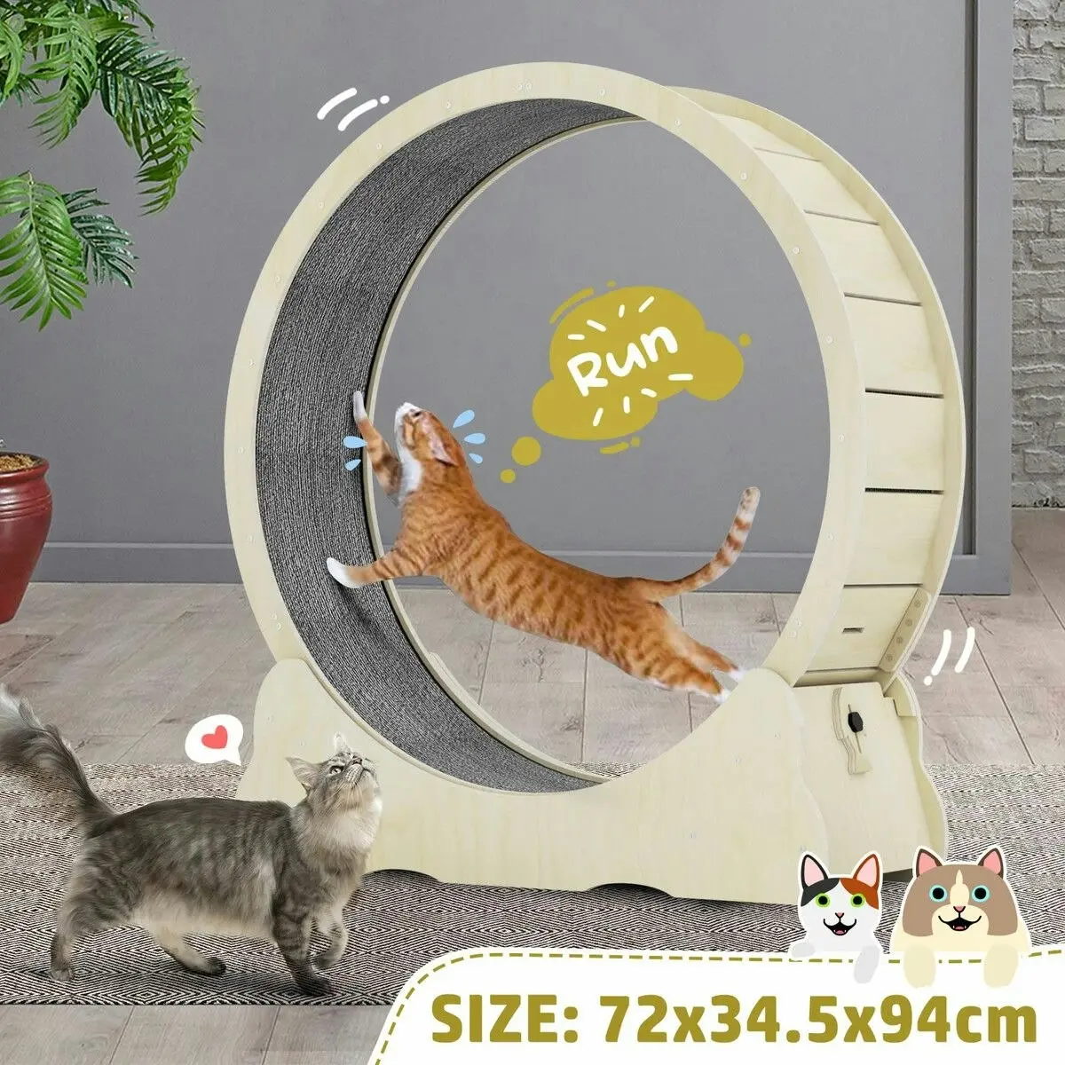 Pet Scene Wood Cat Wheel Exercise Treadmill Dog Running Exerciser Gym Puppy Walking Indoor Kitty Spinning Workout Training Equipment