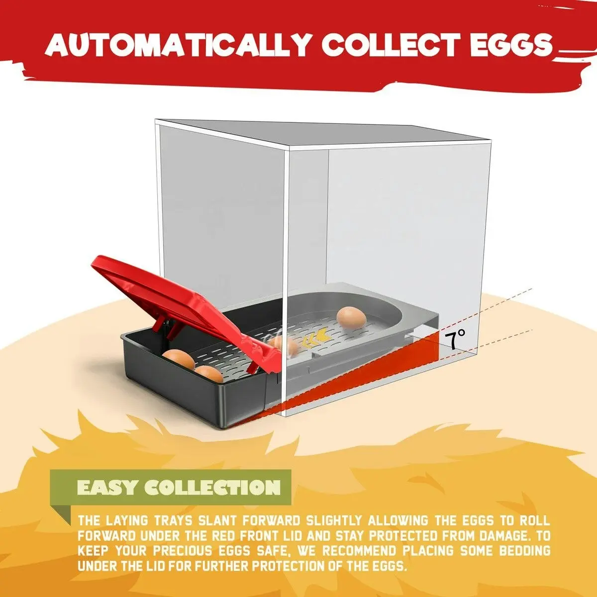 Pet Scene 3 Hole Chicken Nesting Box Hen Roll Away Laying Boxes Chook Nest Brooder Poultry Egg Coop Roost Perch Galvanised Steel Plastic with Vents Lid