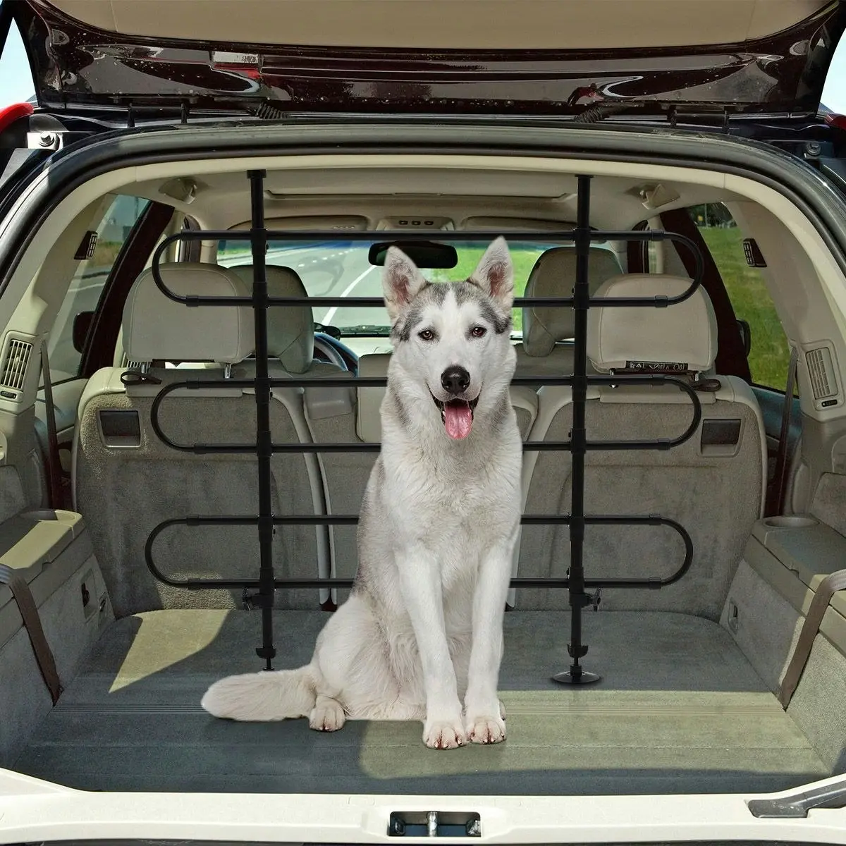 Ausway Adjustable Pet Dog Car Vehicle Barrier with 3 Bars