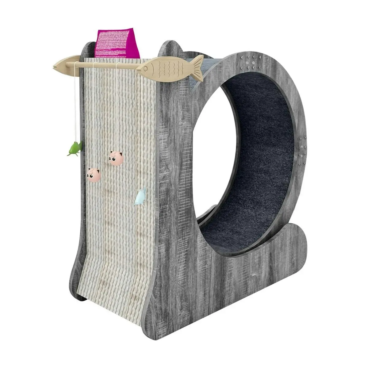 Pet Scene Cat Exercise Wheel Toy Scratcher Furniture Running Exerciser Treadmill Scratching Board Post Roller Play Gym Sports Equipment with Carpet Runway