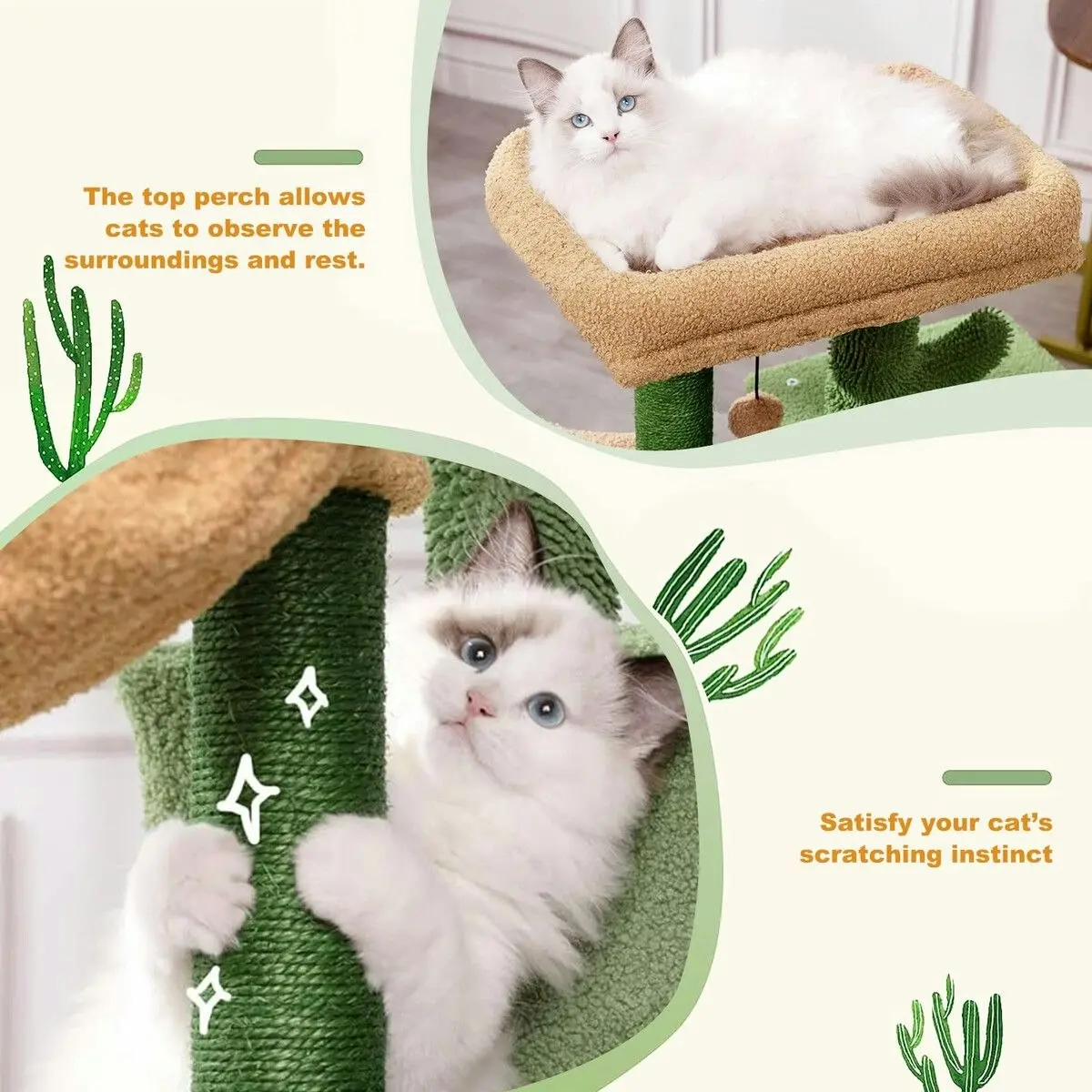 Pet Scene Cat Tree Tower Kitten Scratching Post Kitty Sisal Scratcher Bed House Stand Hammock Cave Furniture Castle Condo Perch