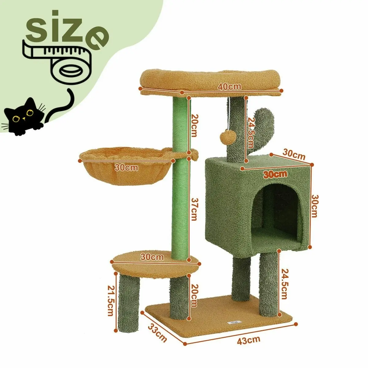 Pet Scene Cat Tree Tower Kitten Scratching Post Kitty Sisal Scratcher Bed House Stand Hammock Cave Furniture Castle Condo Perch