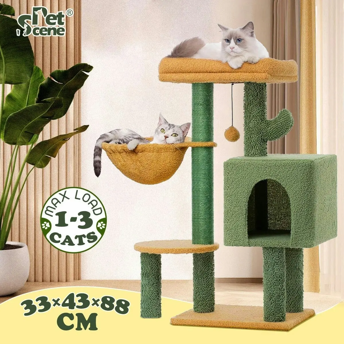 Pet Scene Cat Tree Tower Kitten Scratching Post Kitty Sisal Scratcher Bed House Stand Hammock Cave Furniture Castle Condo Perch