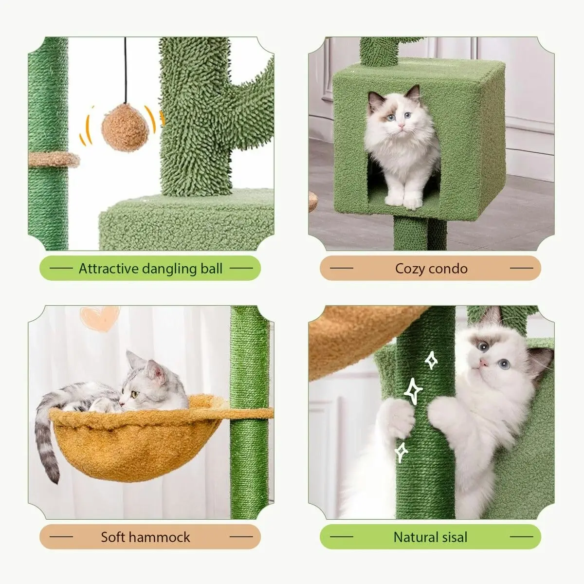 Pet Scene Cat Tree Tower Kitten Scratching Post Kitty Sisal Scratcher Bed House Stand Hammock Cave Furniture Castle Condo Perch