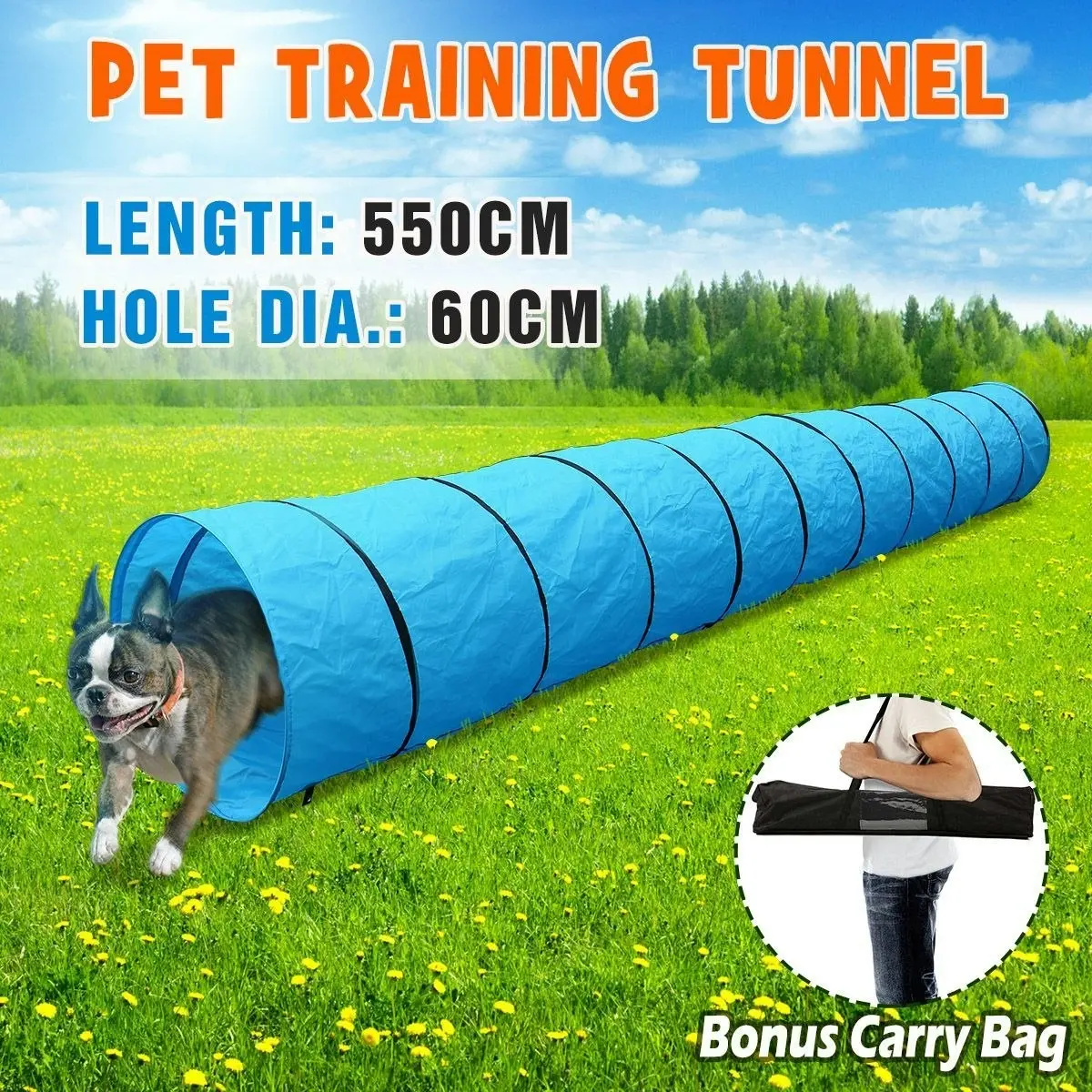 Pet Scene Easy packed Dog Training Tunnel with Portable Bag 5.5M