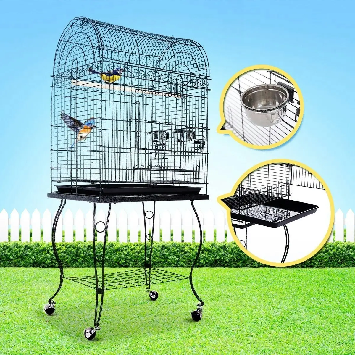 Ausway Large Durable Bird Cage with Wheels