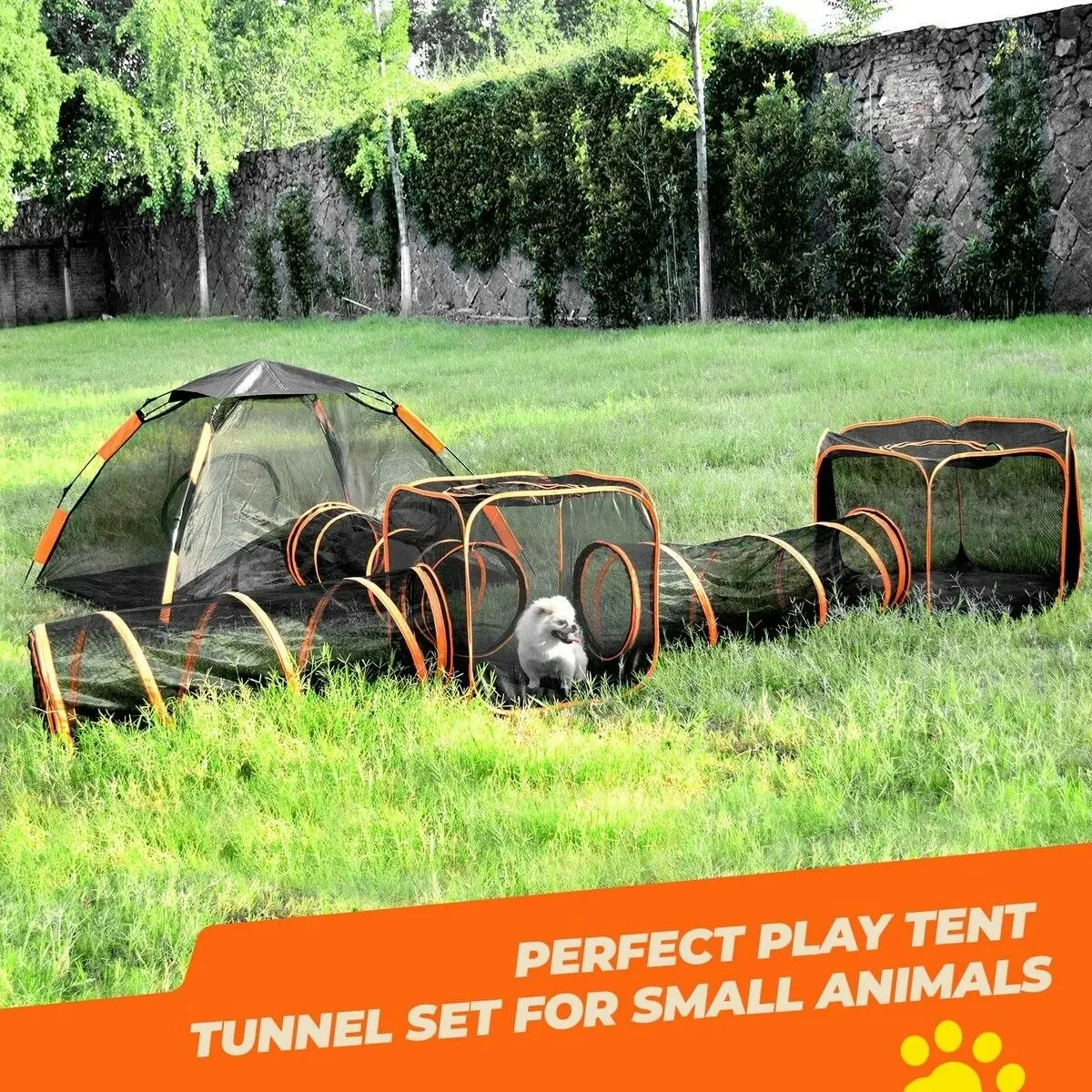 Pet Scene 6 IN 1 Cat Tent Tunnel Dog House Pet Cage Playpen Enclosure Puppy Rabbit Ferret Fence Pen Outdoor Indoor Portable Exercise Playhouse