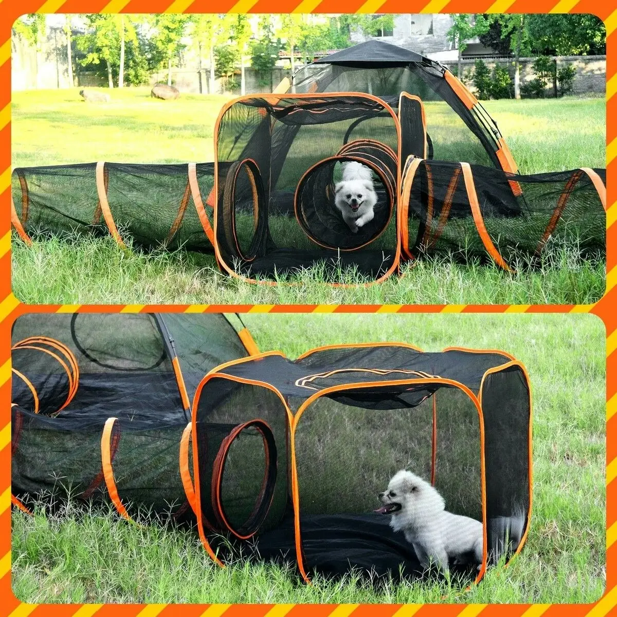 Pet Scene 6 IN 1 Cat Tent Tunnel Dog House Pet Cage Playpen Enclosure Puppy Rabbit Ferret Fence Pen Outdoor Indoor Portable Exercise Playhouse