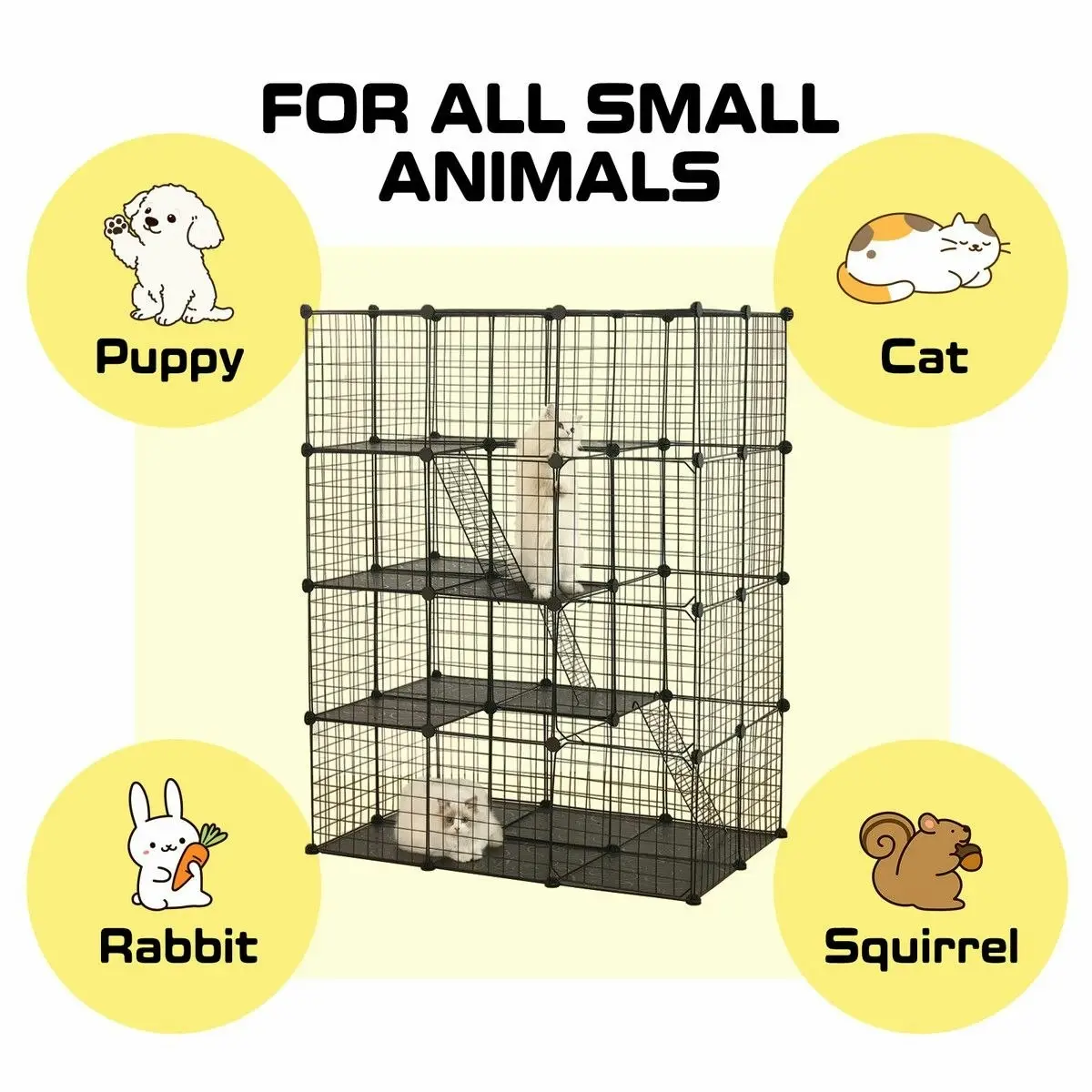 Pet Scene 4 Tier Cat Cage Enclosure Crate XL DIY Rabbit Bunny Ferret Hutch House Cattery Kitty Kitten Fence Kennel Playpen Pen Habitat Platforms Ramps