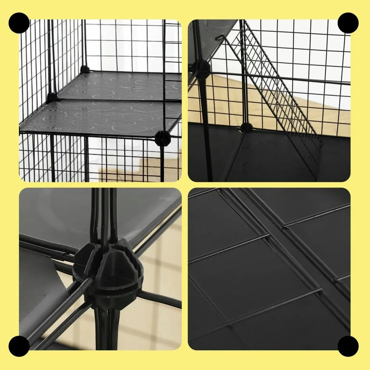 Pet Scene 4 Tier Cat Cage Enclosure Crate XL DIY Rabbit Bunny Ferret Hutch House Cattery Kitty Kitten Fence Kennel Playpen Pen Habitat Platforms Ramps