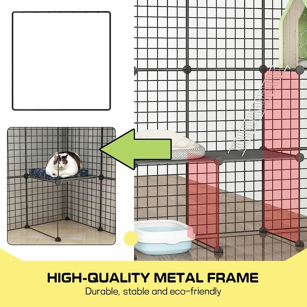 Pet Scene 4 Tier Cat Cage Enclosure Crate XL DIY Rabbit Bunny Ferret Hutch House Cattery Kitty Kitten Fence Kennel Playpen Pen Habitat Platforms Ramps