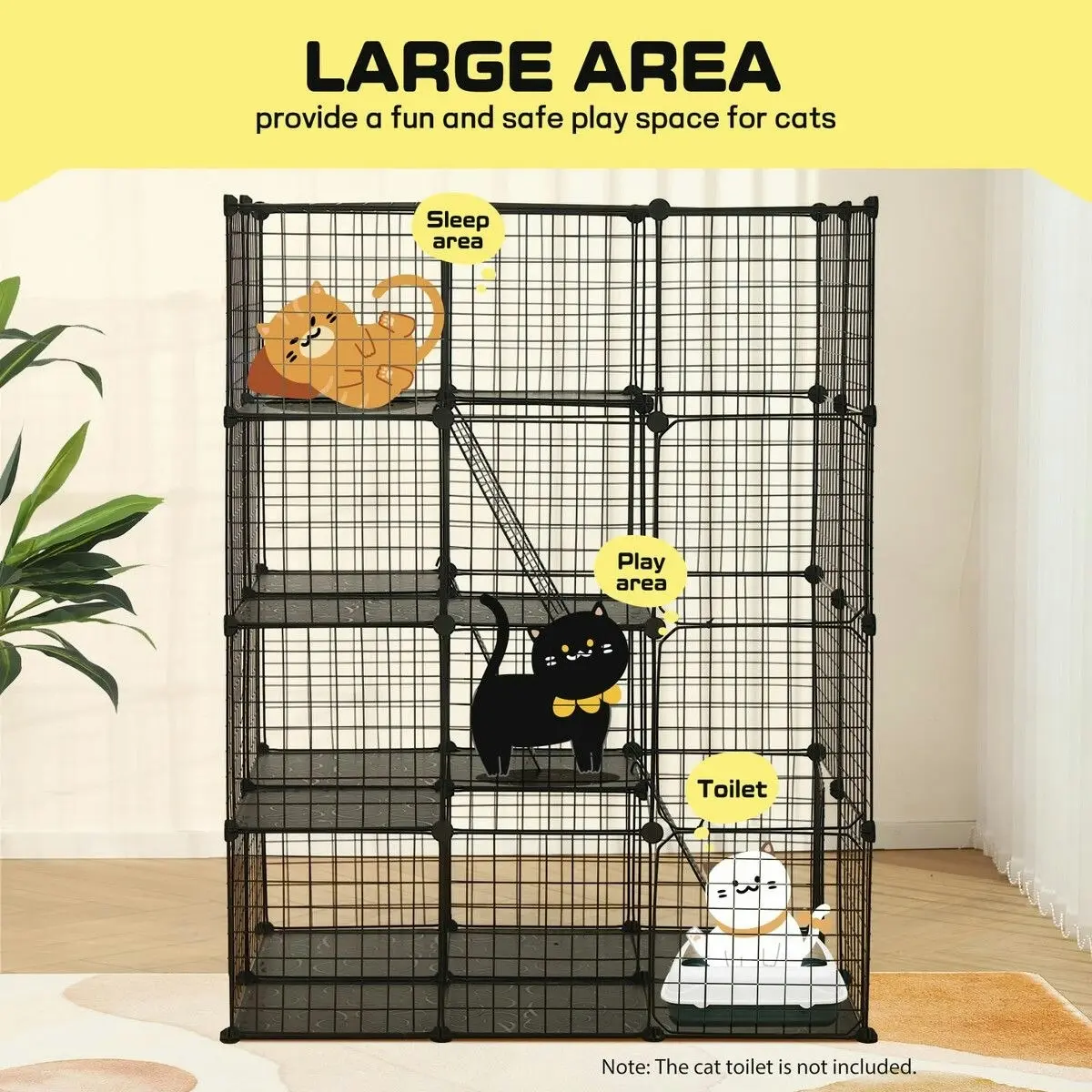 Pet Scene 4 Tier Cat Cage Enclosure Crate XL DIY Rabbit Bunny Ferret Hutch House Cattery Kitty Kitten Fence Kennel Playpen Pen Habitat Platforms Ramps