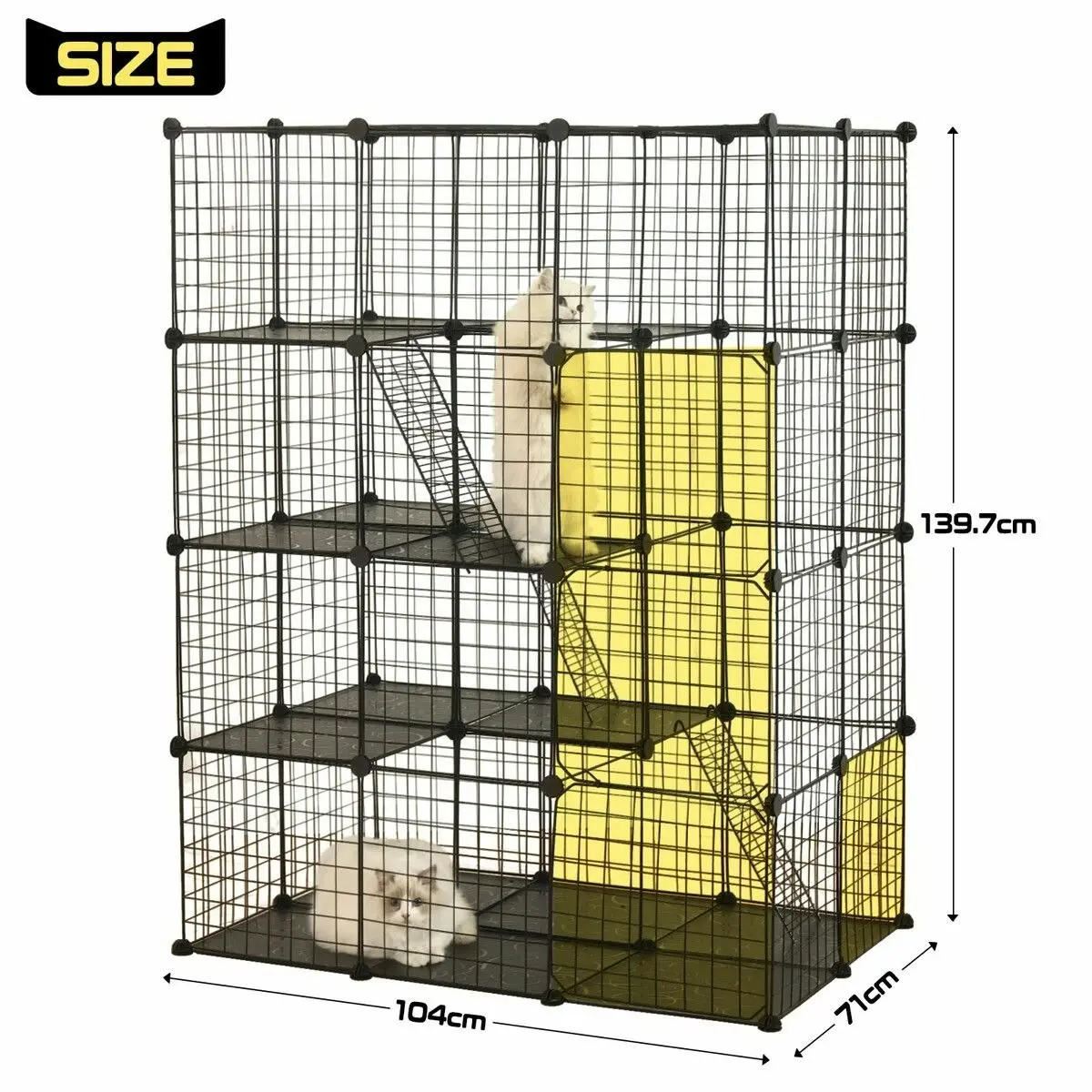 Pet Scene 4 Tier Cat Cage Enclosure Crate XL DIY Rabbit Bunny Ferret Hutch House Cattery Kitty Kitten Fence Kennel Playpen Pen Habitat Platforms Ramps