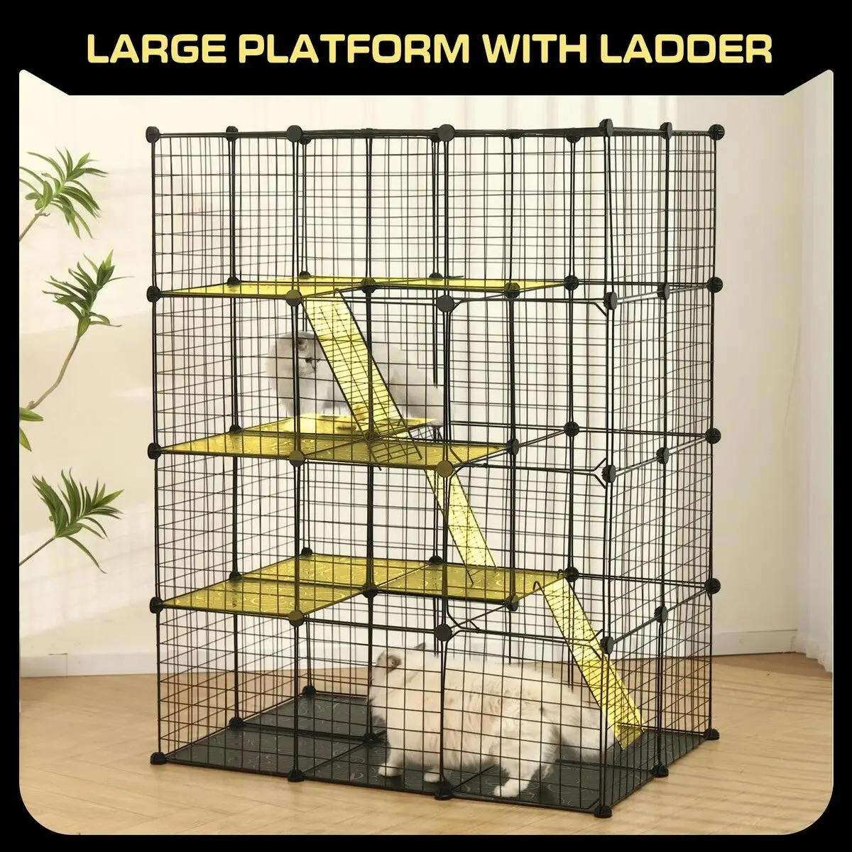 Pet Scene 4 Tier Cat Cage Enclosure Crate XL DIY Rabbit Bunny Ferret Hutch House Cattery Kitty Kitten Fence Kennel Playpen Pen Habitat Platforms Ramps