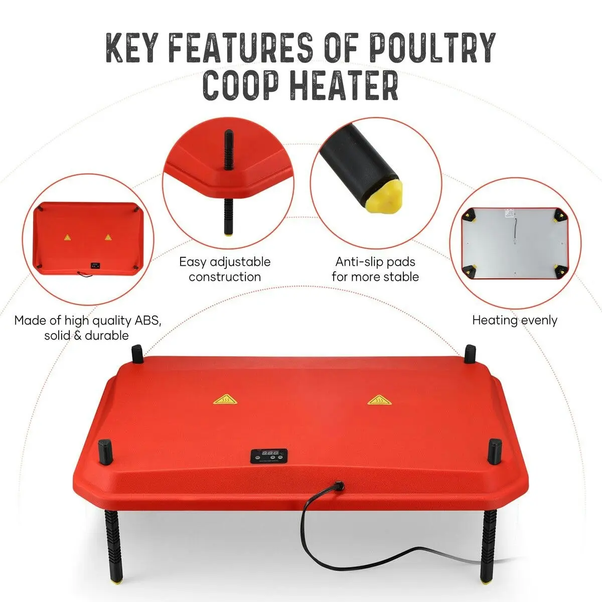 Pet Scene Chick Brooder Heating Plate Warmer Chicken Coop Brooding Heater Poultry Duckling Chook 40x60cm 40-50 Chicks Adjustable Height