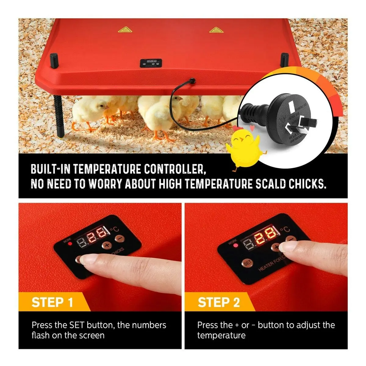 Pet Scene Chick Brooder Heating Plate Warmer Chicken Coop Brooding Heater Poultry Duckling Chook 40x60cm 40-50 Chicks Adjustable Height