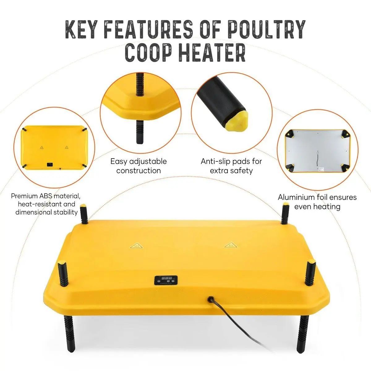 Pet Scene Chick Brooder Heating Plate Warmer Chicken Coop Brooding Heater Poultry Duckling Chook 40x60cm 40 to 50 Chicks Adjustable Height