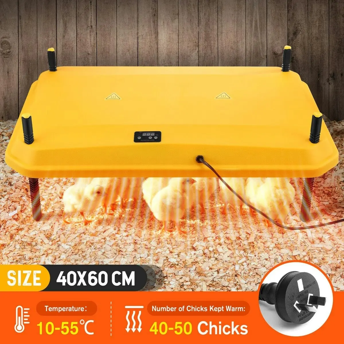 Pet Scene Chick Brooder Heating Plate Warmer Chicken Coop Brooding Heater Poultry Duckling Chook 40x60cm 40 to 50 Chicks Adjustable Height