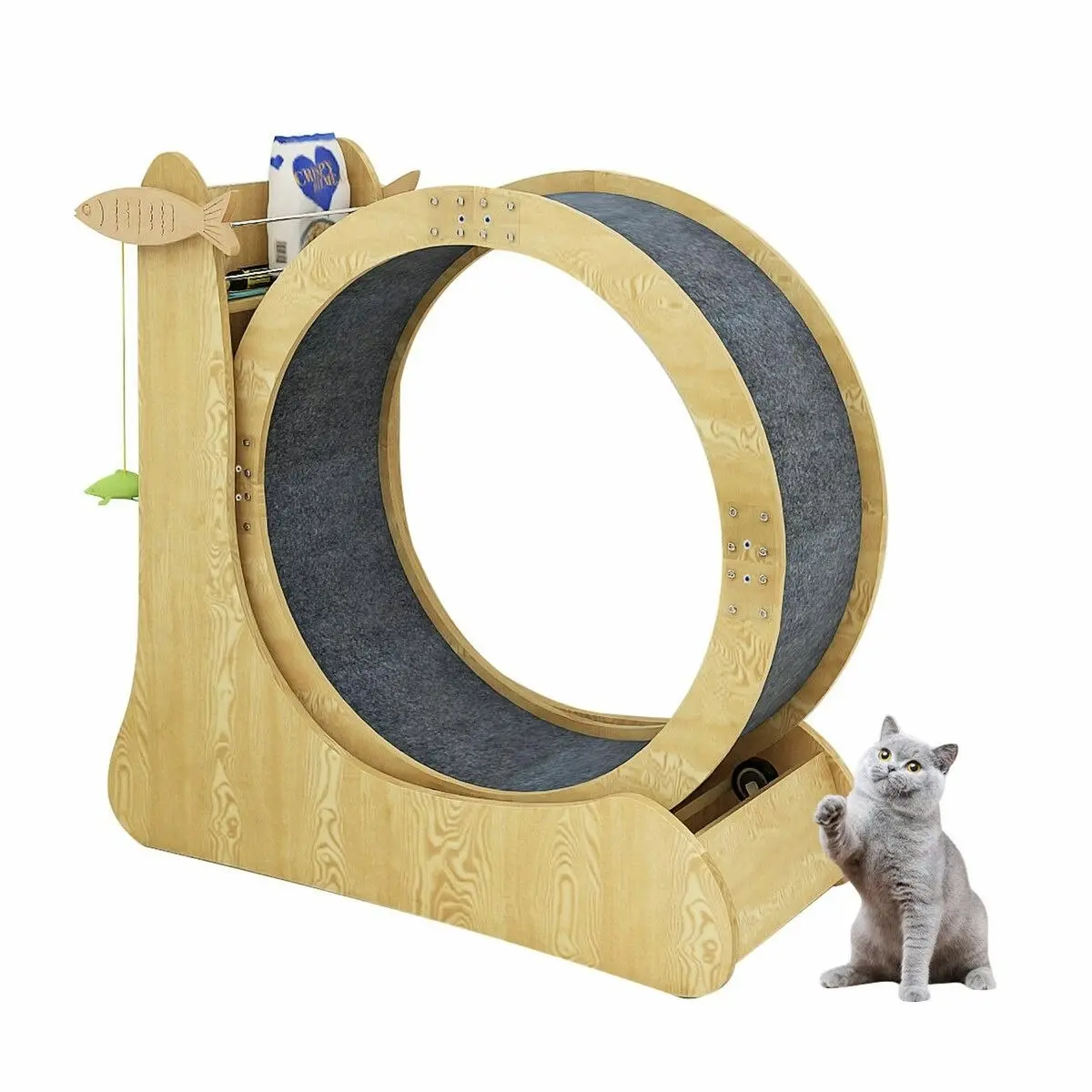 Pet Scene Cat Exercise Wheel Toy Running Exerciser Treadmill Furniture Scratcher Board Roller Play Gym Sports Equipment with Carpet Runway