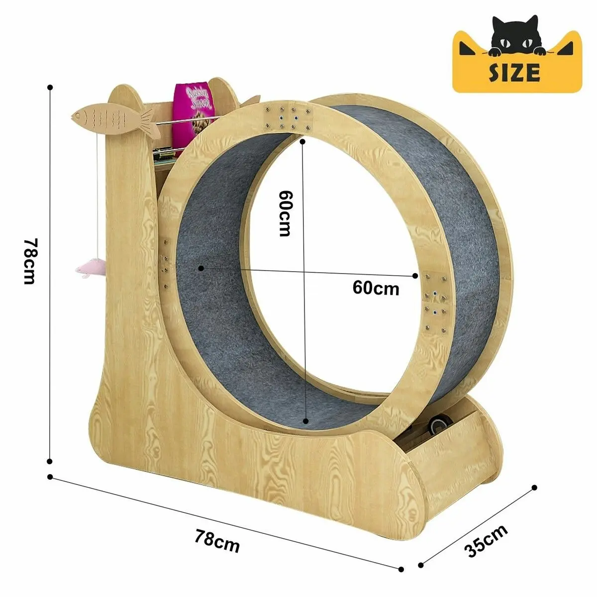 Pet Scene Cat Exercise Wheel Toy Running Exerciser Treadmill Furniture Scratcher Board Roller Play Gym Sports Equipment with Carpet Runway