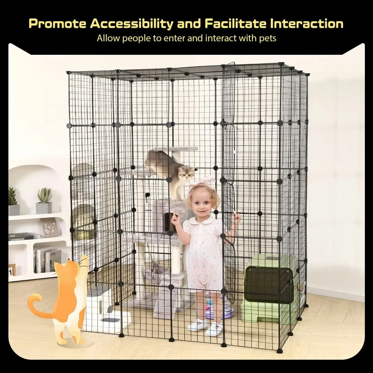 Pet Scene XL Cat Enclosure Cage House Metal DIY Rabbit Bunny Hutch Crate Ferret Kitten Kennel Fence Playpen Barrier Pen Habitat