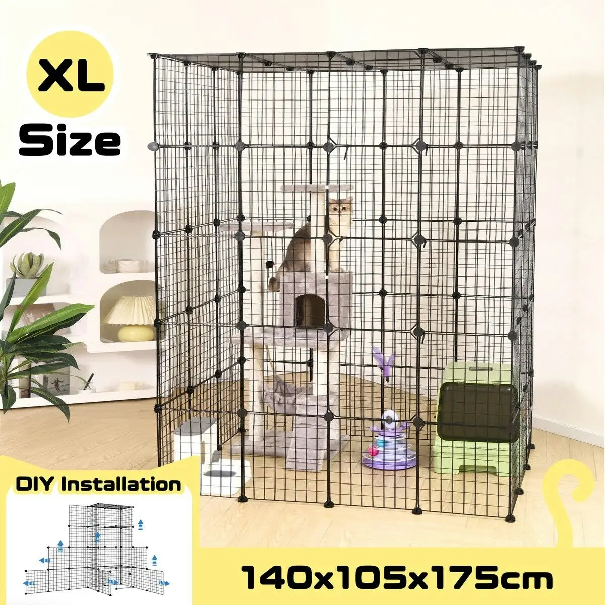 Pet Scene XL Cat Enclosure Cage House Metal DIY Rabbit Bunny Hutch Crate Ferret Kitten Kennel Fence Playpen Barrier Pen Habitat