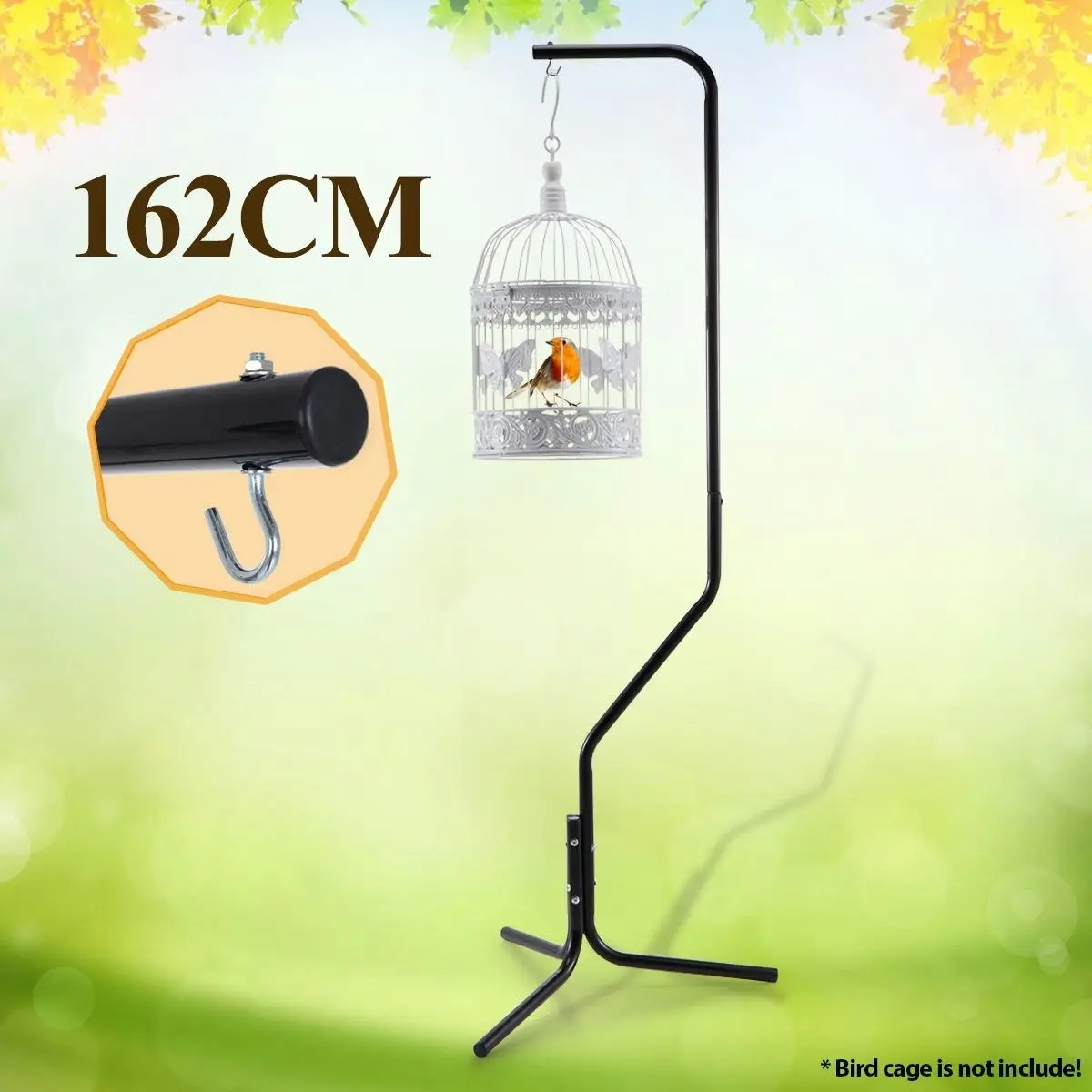 Ausway Hanging Bird Cage Stand Black Iron Tube 162cm