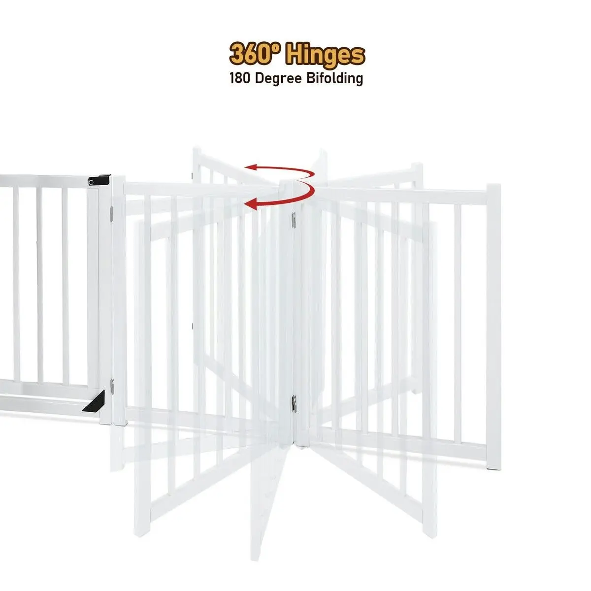 Pet Scene Pet Safety Gate 4 Panel Puppy Playpen Wood Enclosure Security Fence Freestanding Dog Stair Doorway Tall Barrier with Door Indoor Foldable