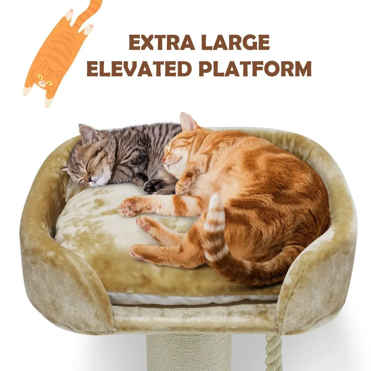 Pet Scene Cat Scratching Post Perch Bed Kitten Climbing Tower Tree Play Gym Scratcher Wooden Pet Furniture House Stand Dangling Sisal Rope 98cm Tall