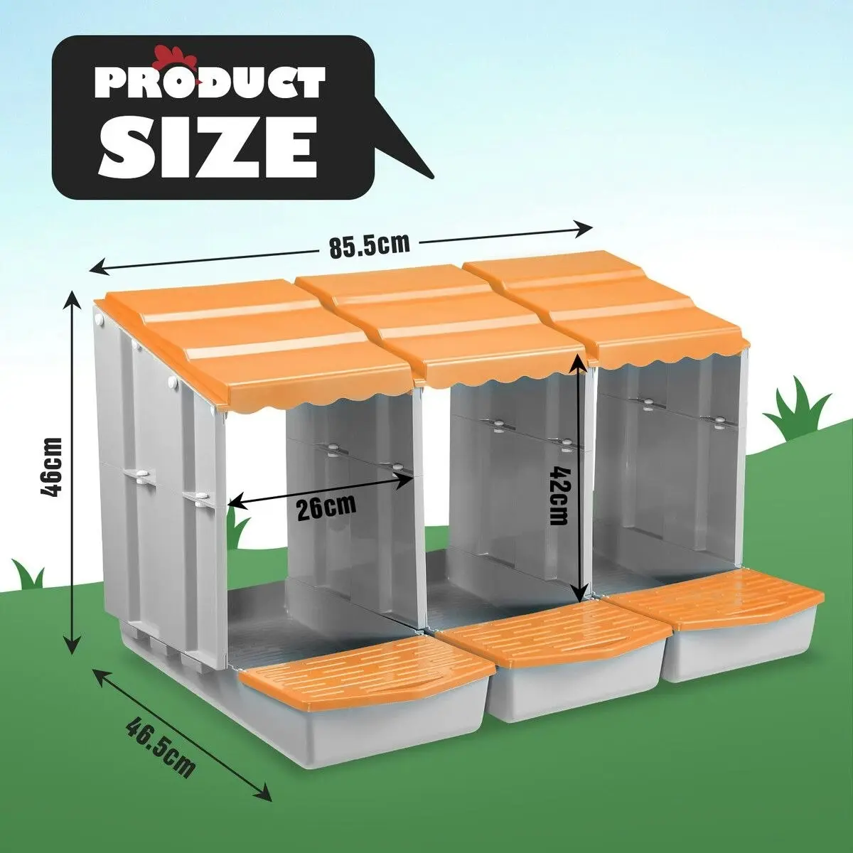 Pet Scene 3 Hole Chicken Nesting Box Hen Chook Roll Away Modular Laying Boxes Poultry Perch Egg Coop Nest House Plastic