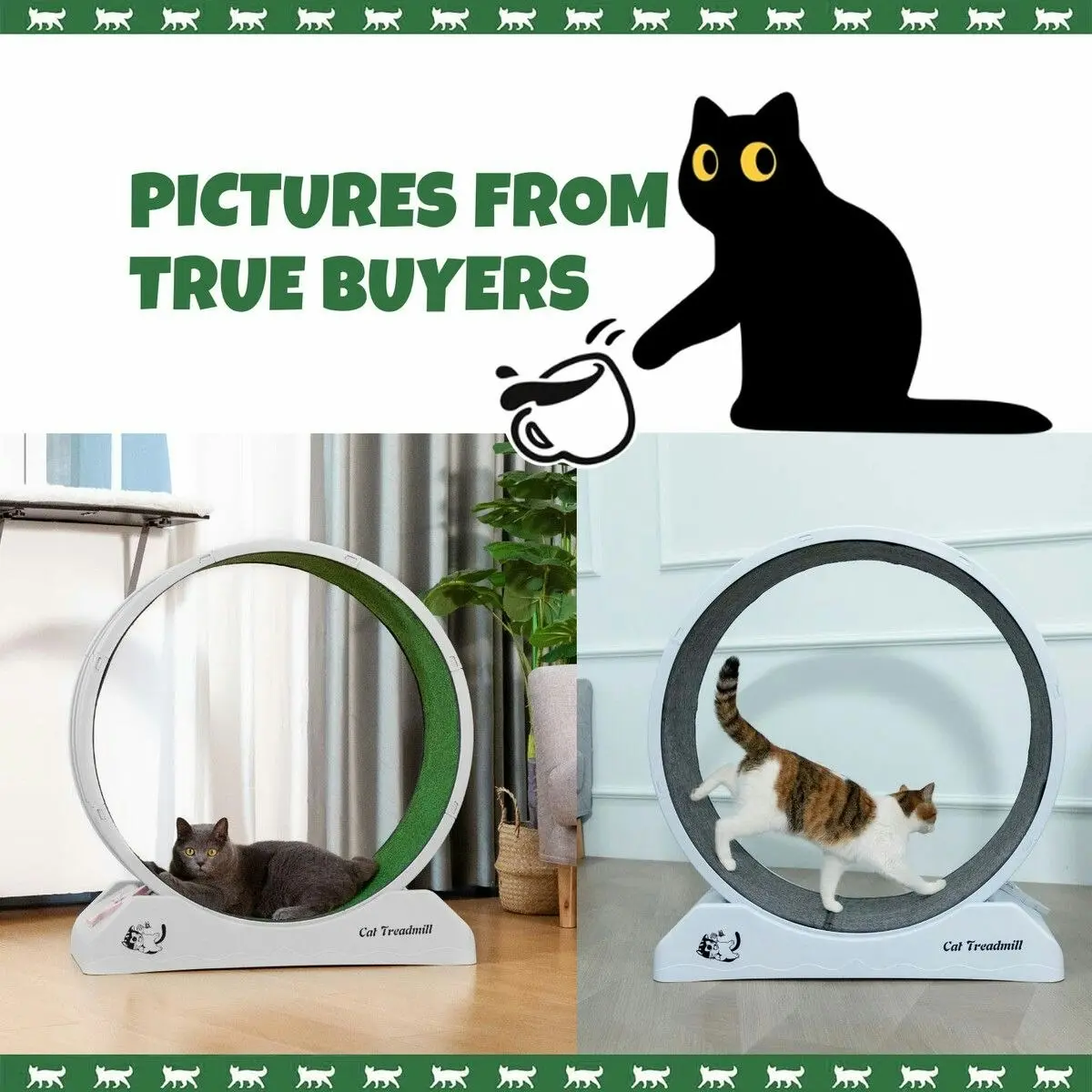 Pet Scene Cat Wheel Running Toy Exerciser Fitness Workout Treadmill Machine Indoor Feline Spinning Walking Training Circle Plastic