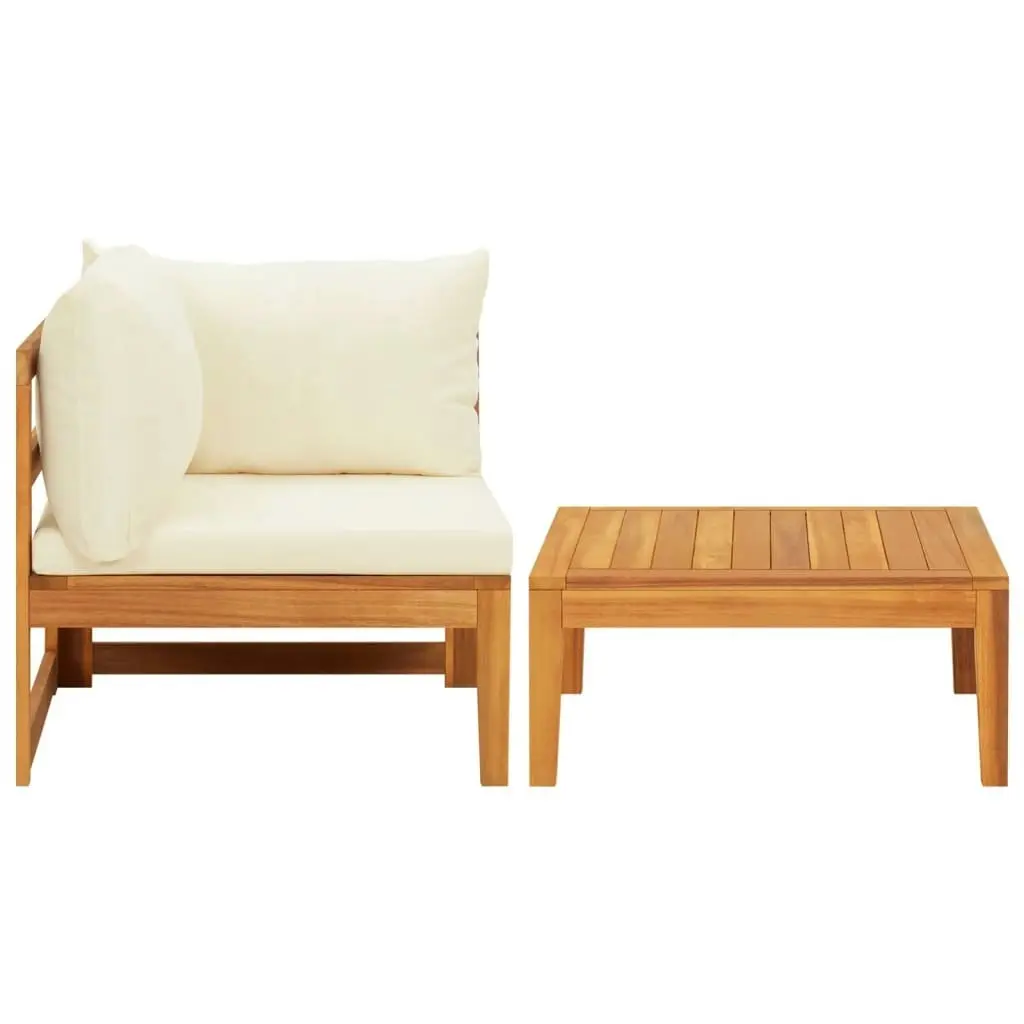 2 Piece Garden Lounge Set with Cream White Cushions Acacia Wood 316316