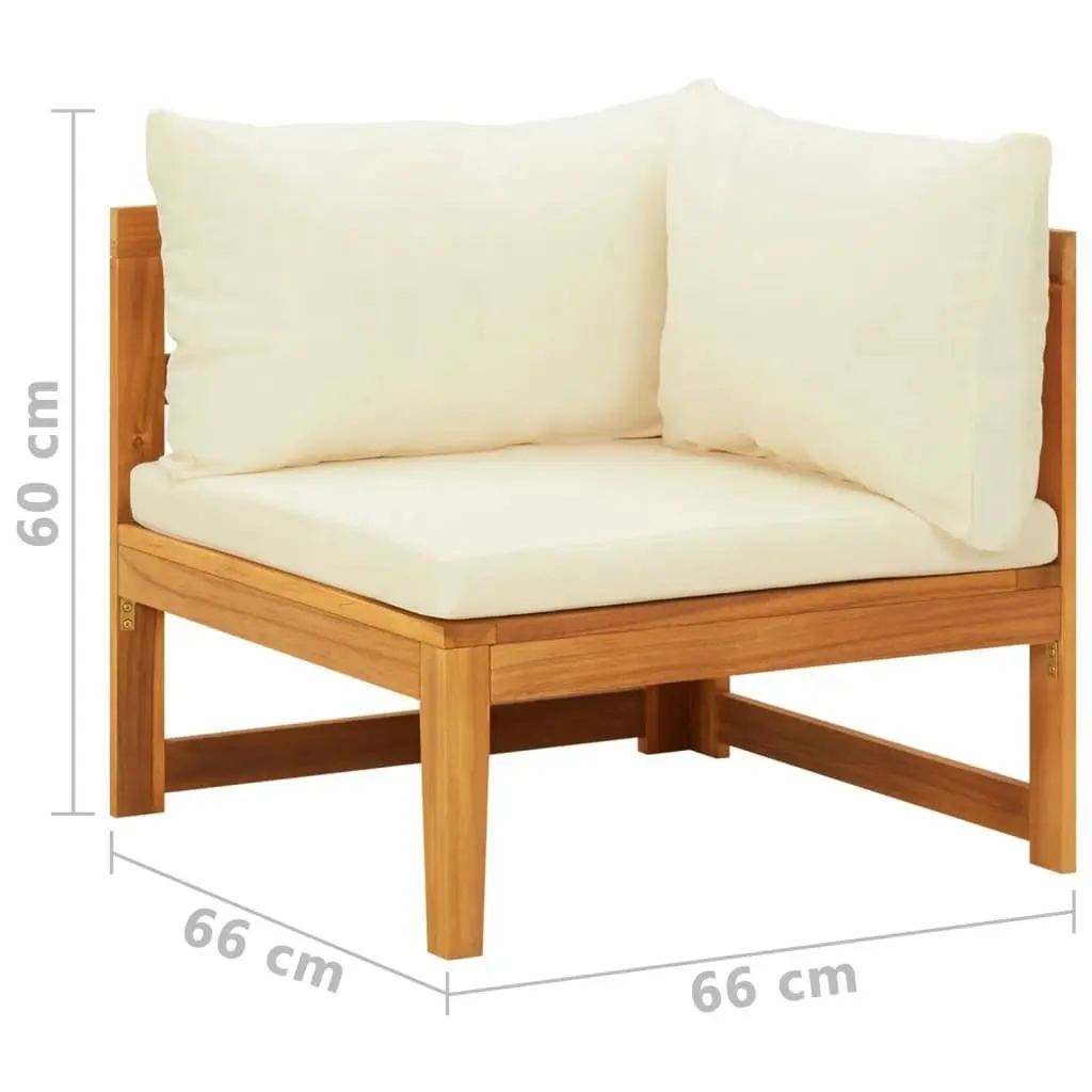 2 Piece Garden Lounge Set with Cream White Cushions Acacia Wood 316316