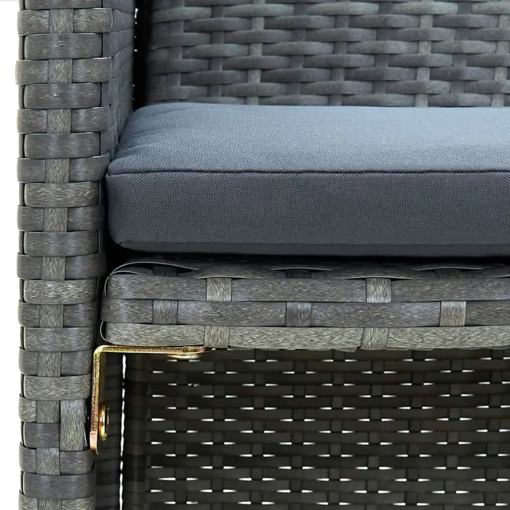 2 Seater Garden Sofa with Cushions Grey Poly Rattan 43912