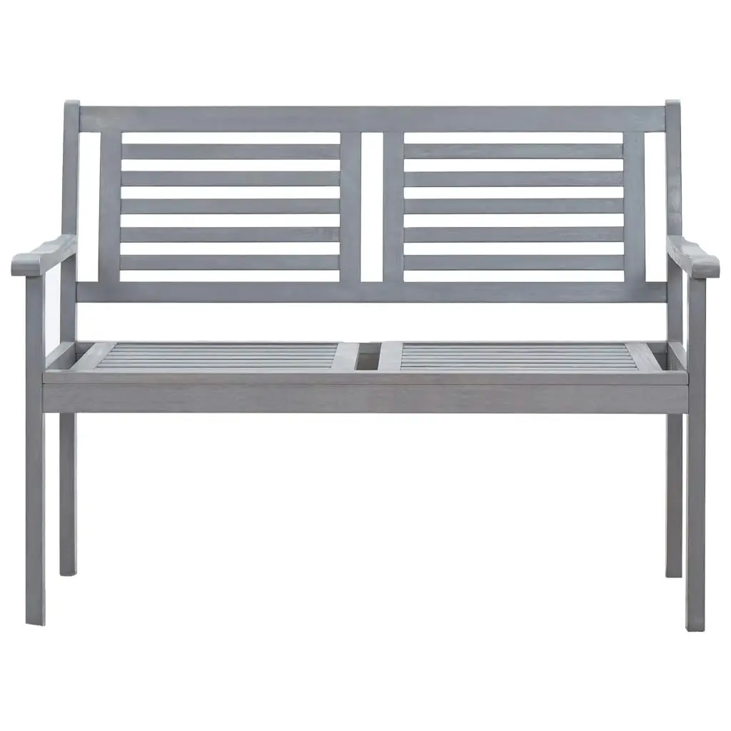 2-Seater Garden Bench with Cushion 120 cm Grey Eucalyptus Wood 3061023