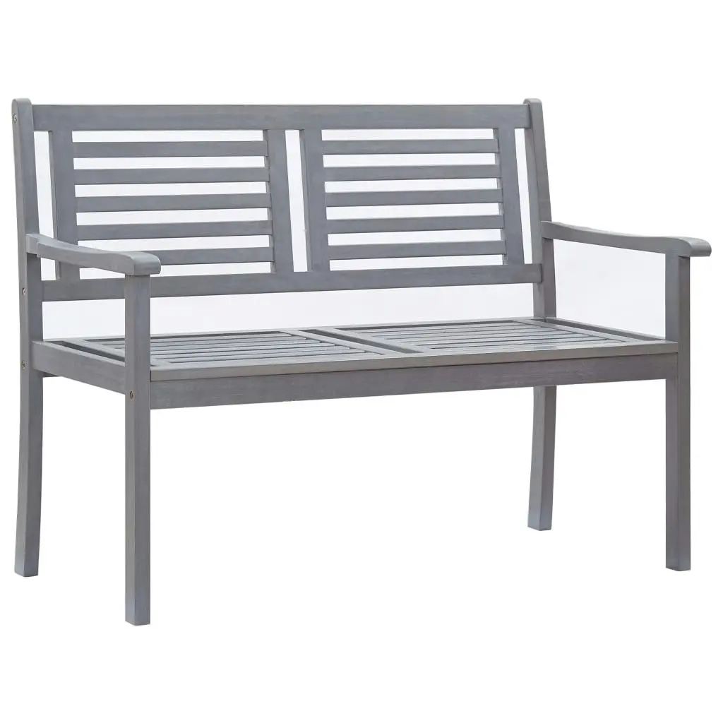 2-Seater Garden Bench with Cushion 120 cm Grey Eucalyptus Wood 3061023