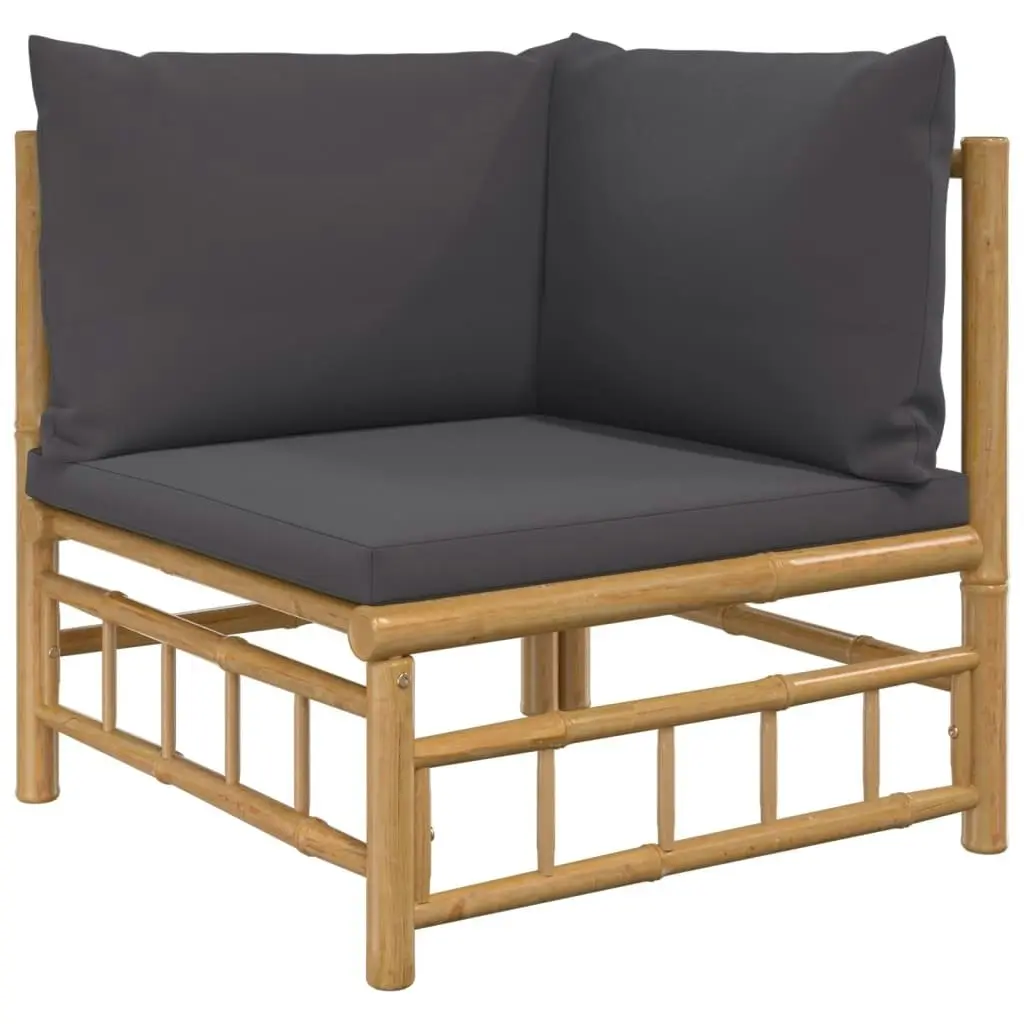 2 Piece Garden Lounge Set with Dark Grey Cushions Bamboo 362307