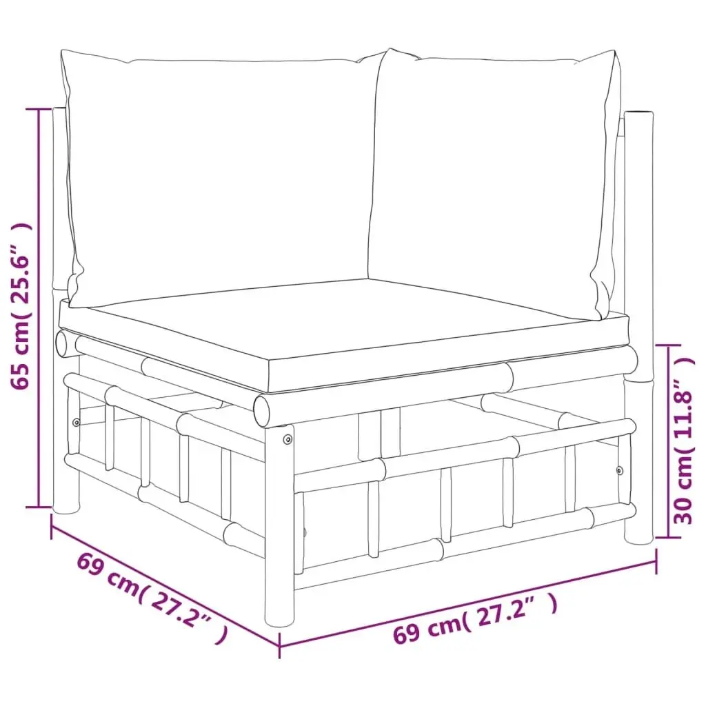 2 Piece Garden Lounge Set with Dark Grey Cushions Bamboo 362307