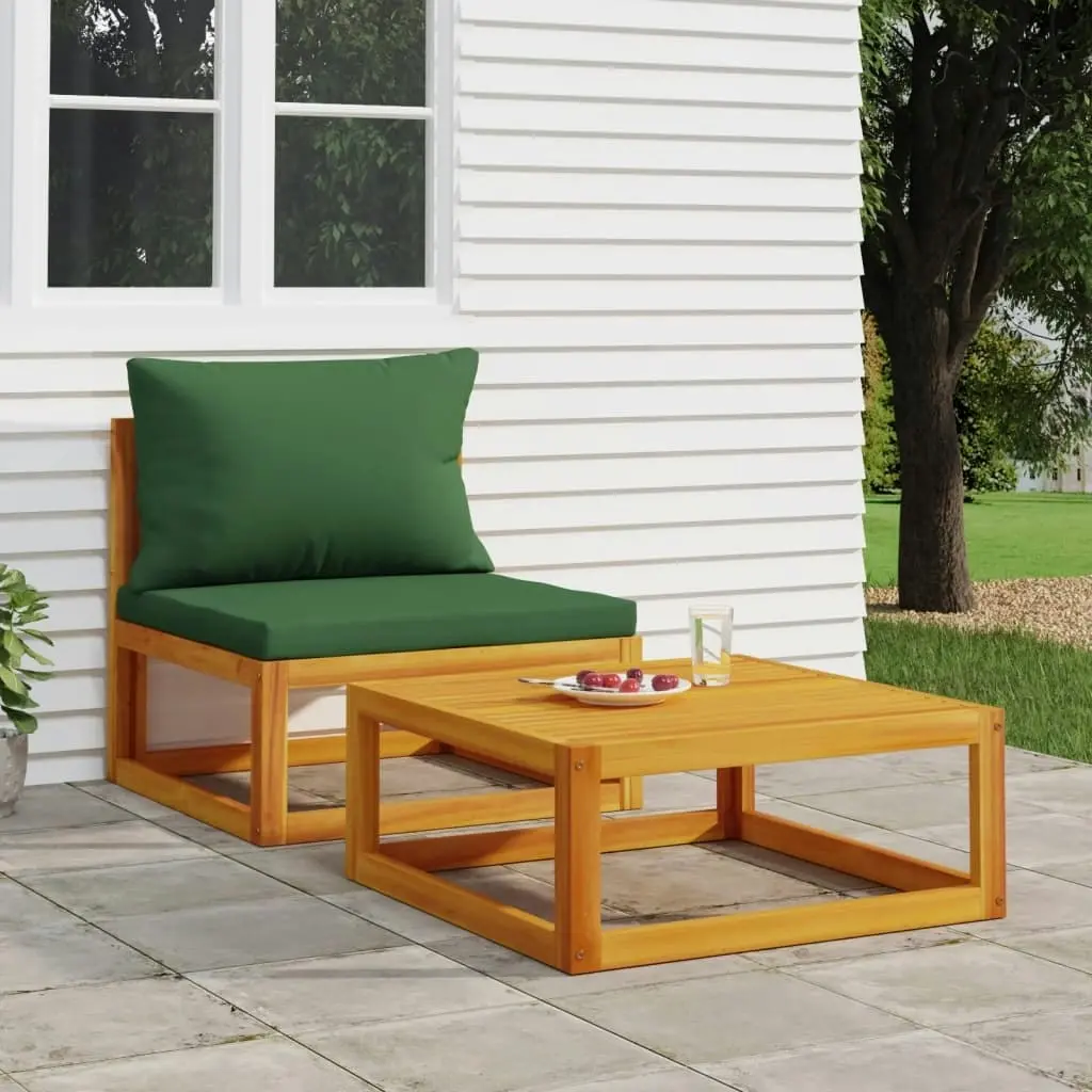 2 Piece Garden Sofa Set with Cushions Solid Wood Acacia 360019