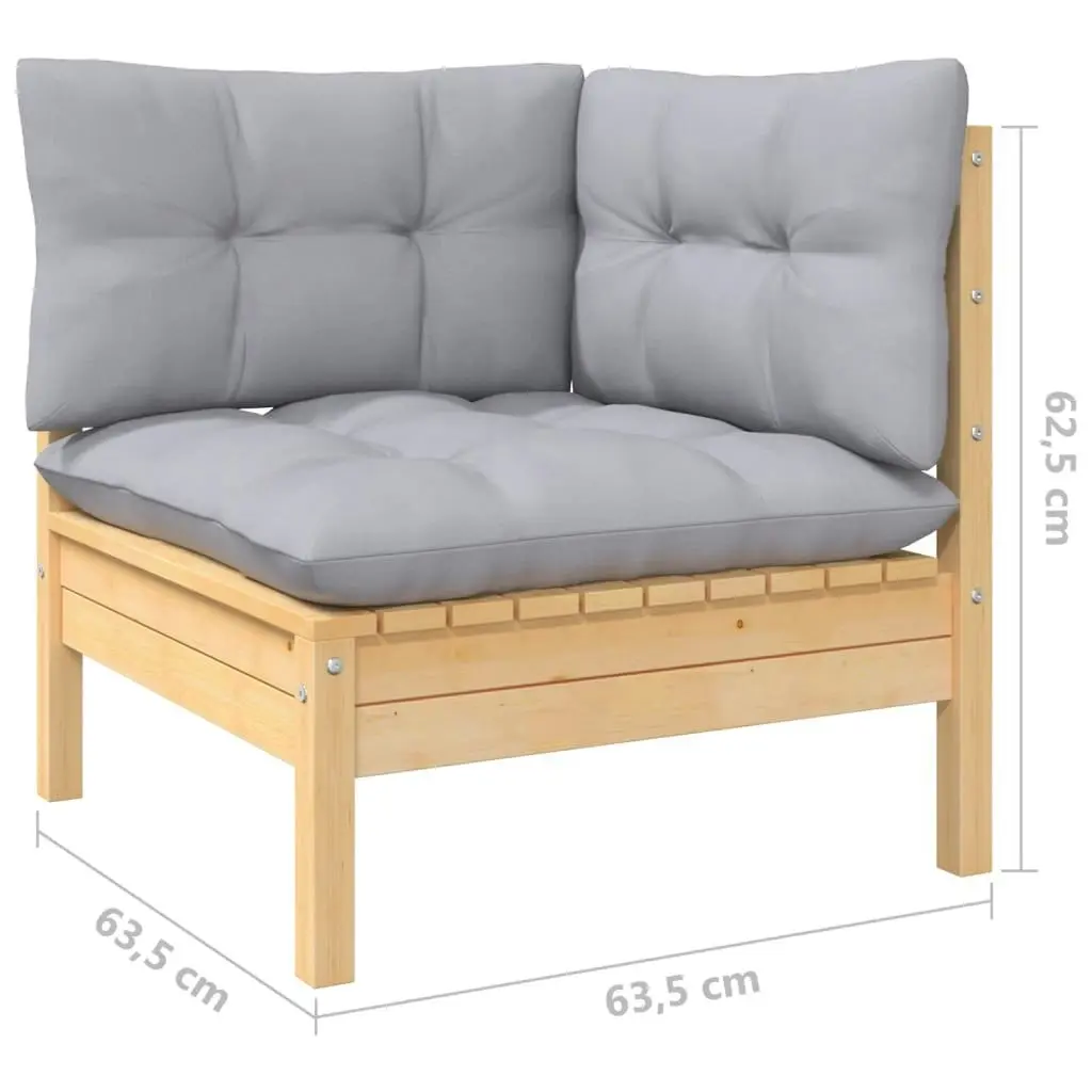 2-Seater Garden Sofa with Grey Cushions Solid Wood Pine 3096009