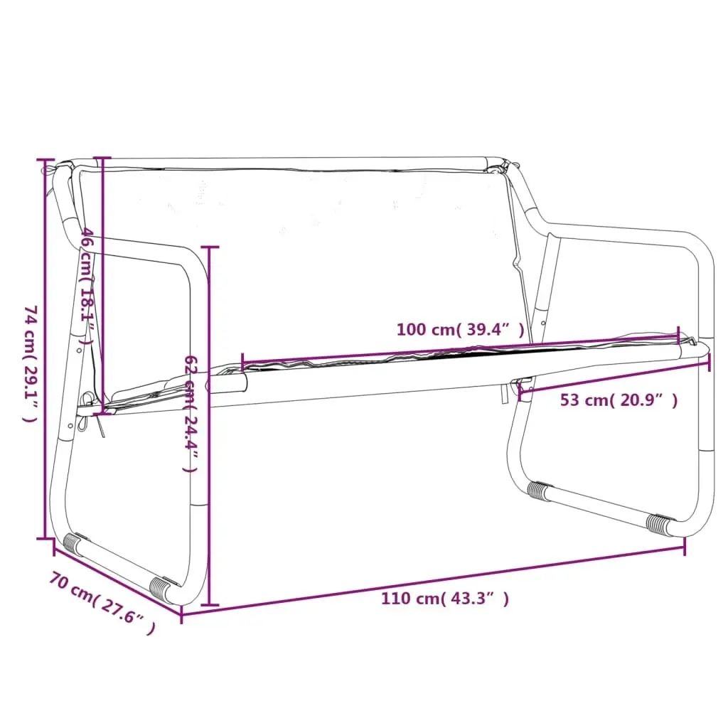 2-Seater Garden Bench with Cushion Anthracite Steel 364106