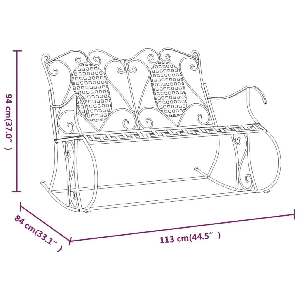 2-Seater Rocking Bench 113 cm Black Steel 318829