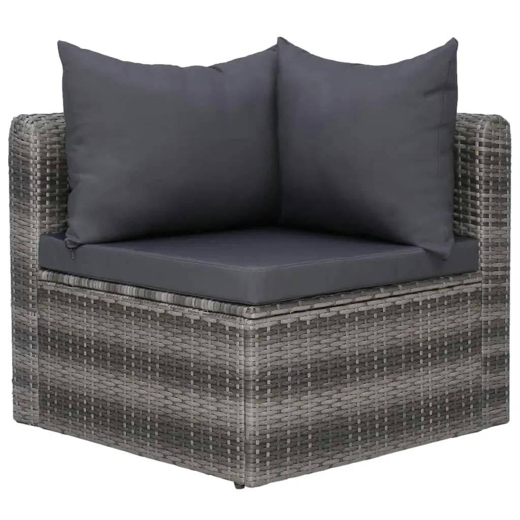 3 Piece Garden Sofa Set with Cushions Grey Poly Rattan 44163