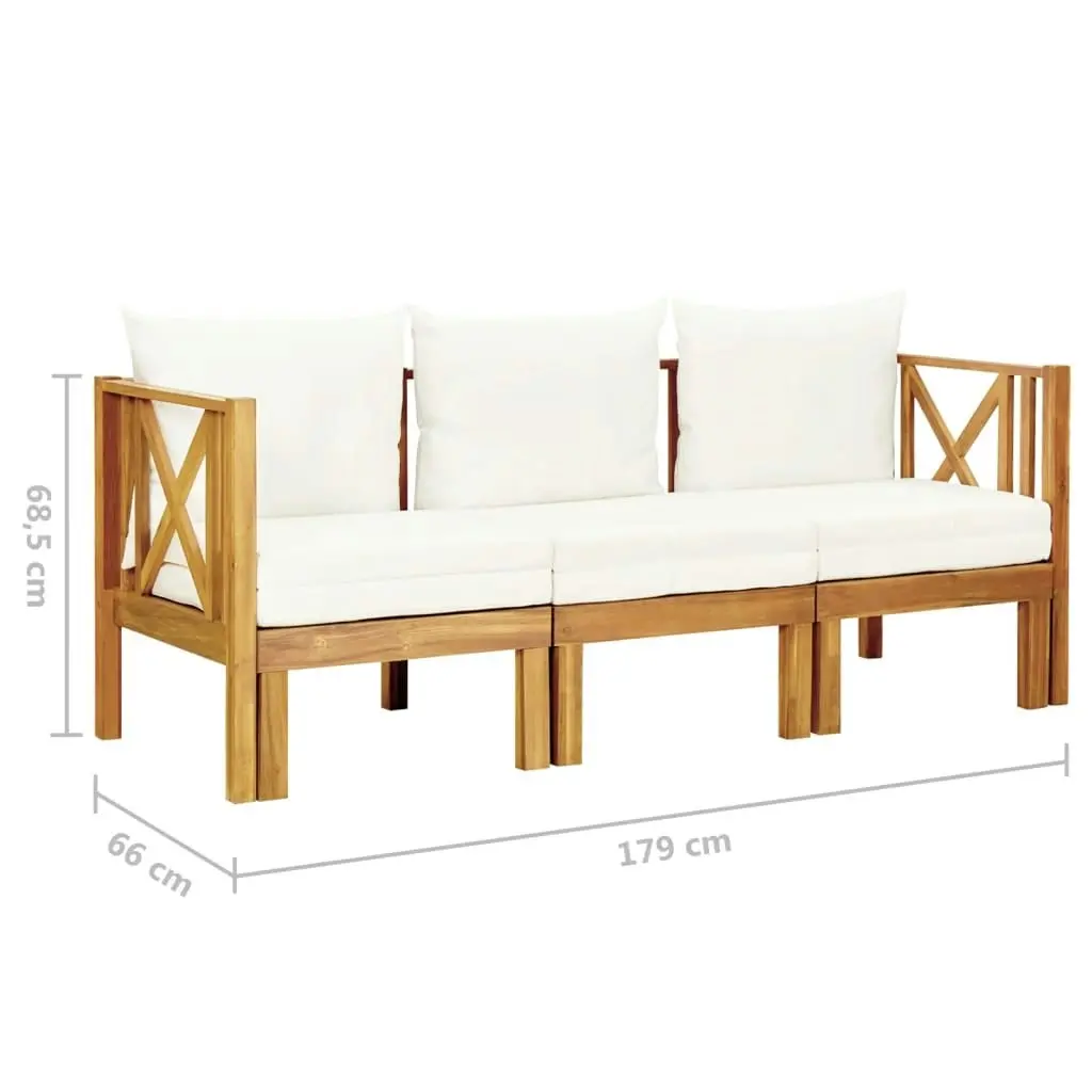 3-Seater Garden Bench with Cushions 179 cm Solid Acacia Wood 310309