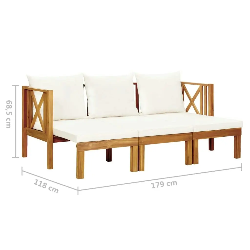 3-Seater Garden Bench with Cushions 179 cm Solid Acacia Wood 310309