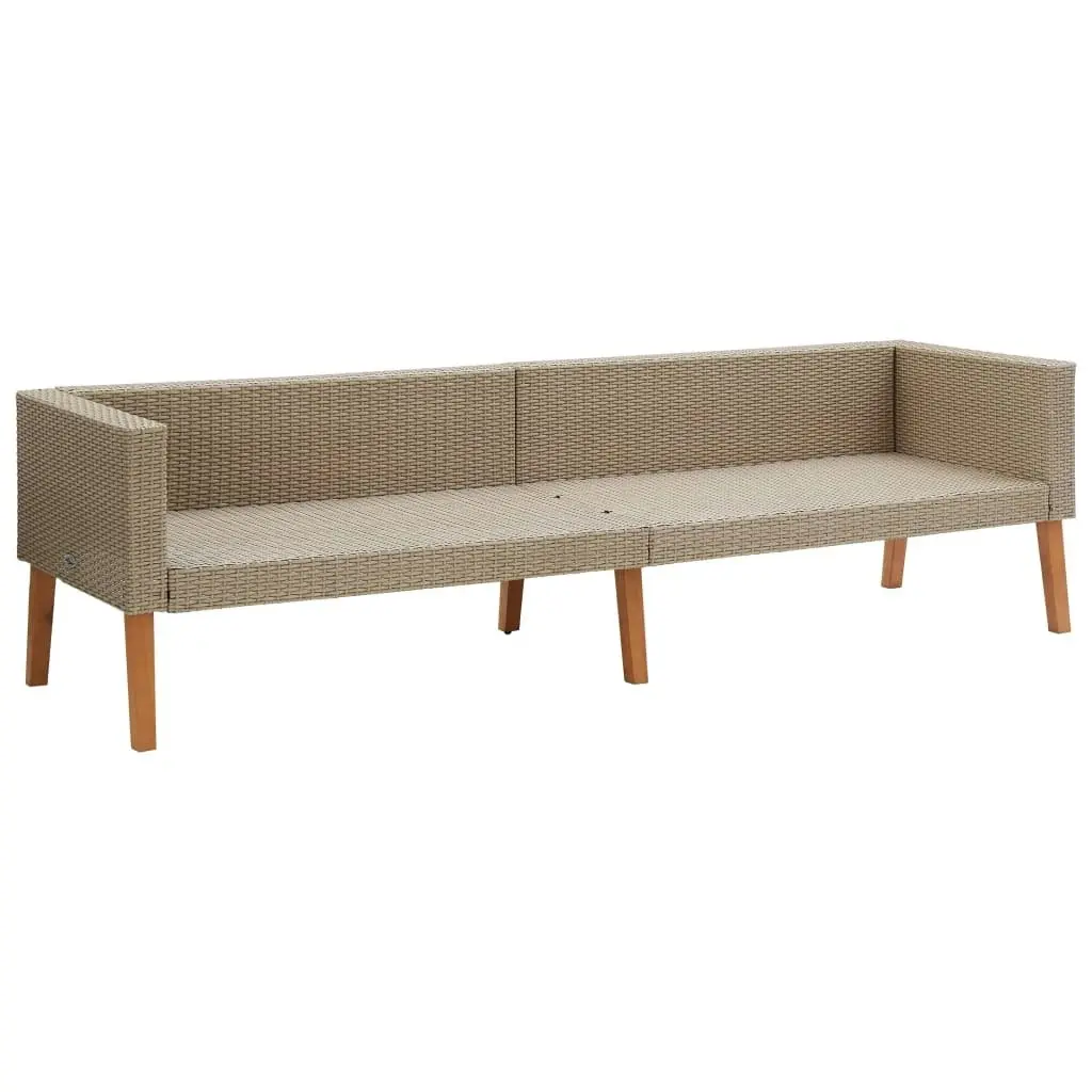 3-Seater Garden Sofa with Cushions Poly Rattan Beige 310213