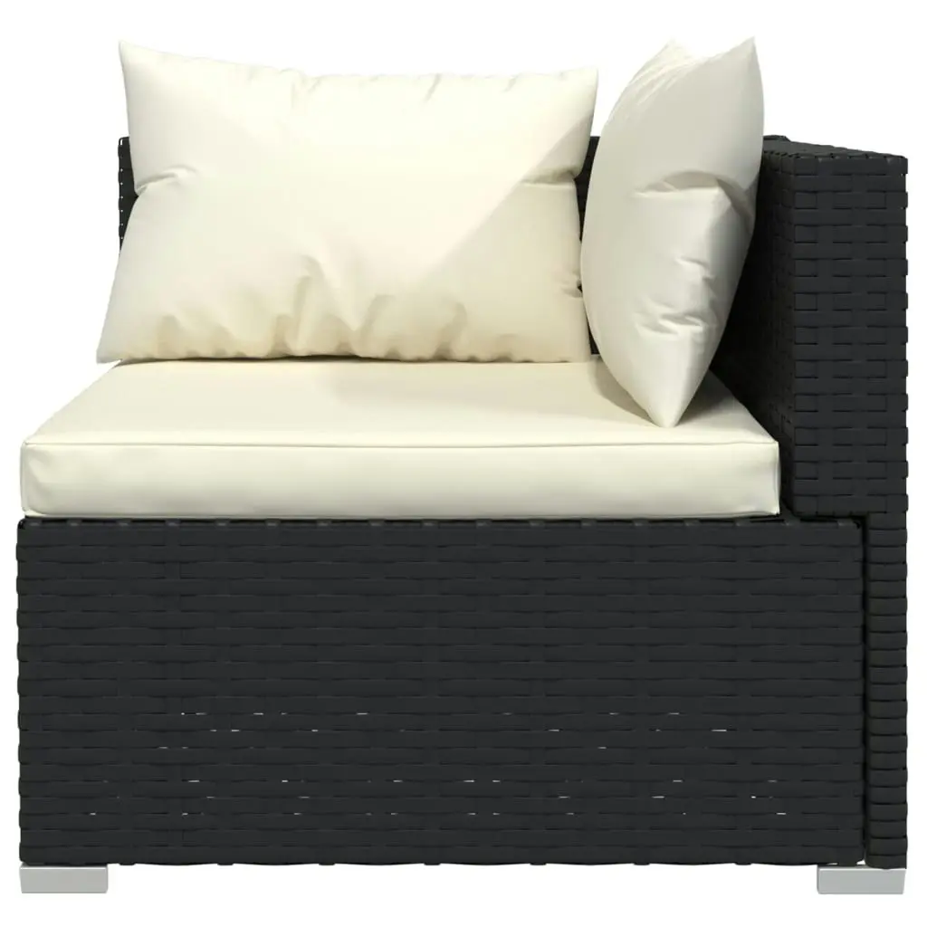 3 Piece Garden Lounge Set with Cushions Black Poly Rattan 317494