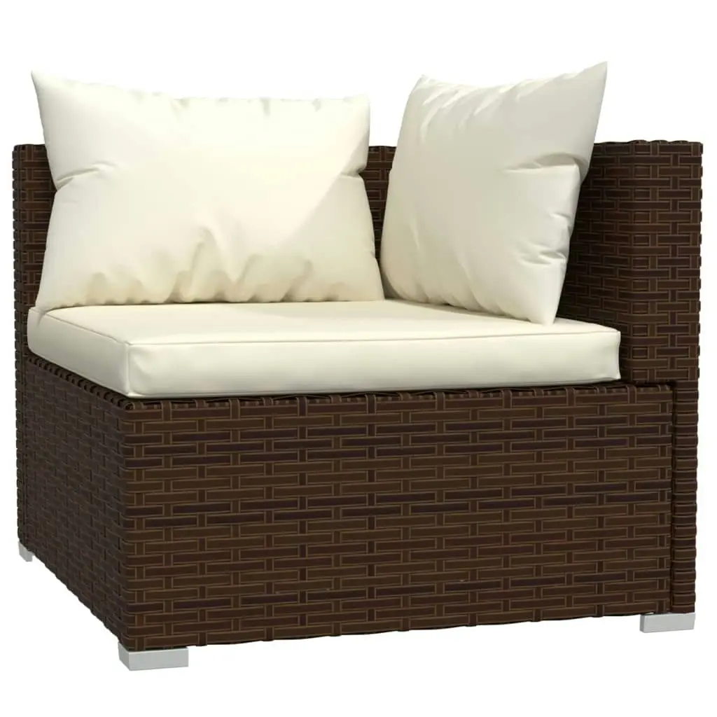 3 Piece Garden Lounge Set with Cushions Brown Poly Rattan 317505