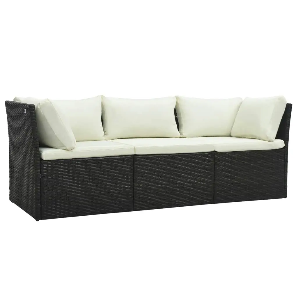 4 Piece Garden Lounge Set with Cushions Poly Rattan Brown 47810