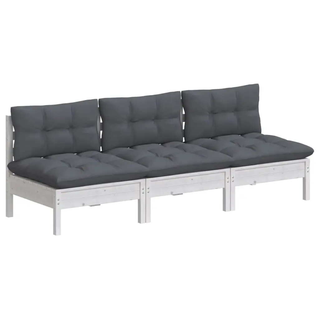 3-Seater Garden Sofa with Anthracite Cushions Solid Pinewood 3096077